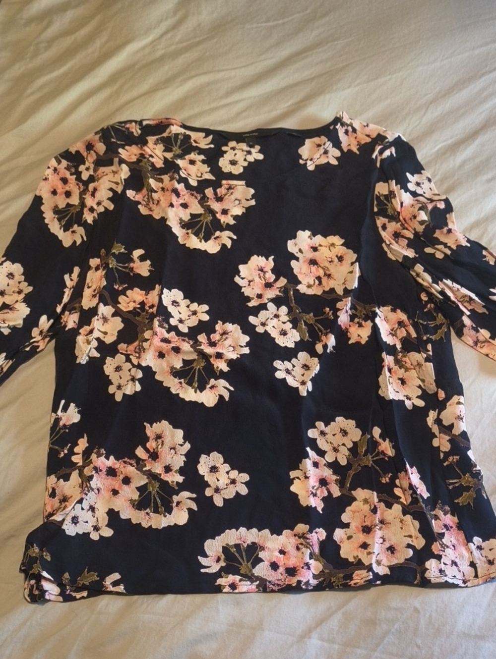 Vero Moda Navy Blouse with Pink Floral Print